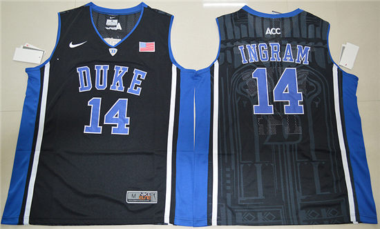 Men's Duke Blue Devils #14 Brandon Ingram College Basketball Elite Jersey - Black V Neck 