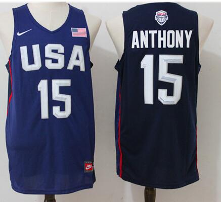 2016 Olympics Team USA Men's #15 Carmelo Anthony Navy Blue Revolution 30 Swingman Basketball Jersey