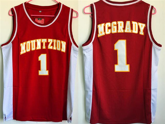 Men's Mount Zion Christian Academy High School #1 Tracy McGrady Red Soul Swingman Basketball Jersey