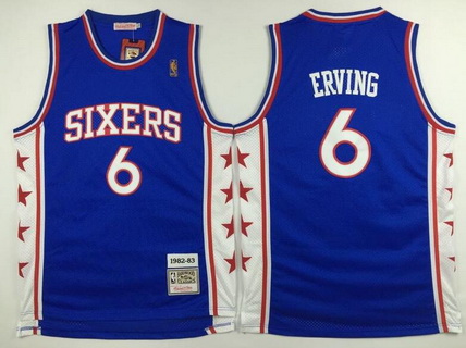 Men's Philadelphia 76ers #6 Julius Erving 1982-83 Blue Hardwood Classics Soul Swingman Throwback Jersey