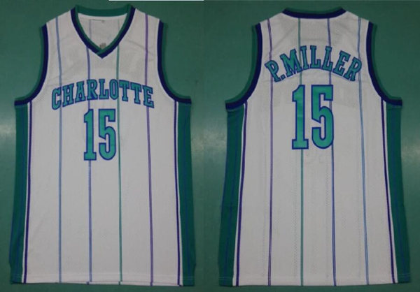 Men's Charlotte Hornets #15  Percy Miller 1992-93 White Hardwood Classics Soul Swingman Throwback Jersey