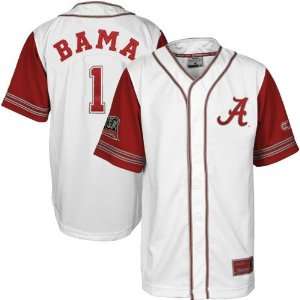 Men's NCAA Alabama Crimson Tide #1 Bama White Batter Up College Baseball Jersey