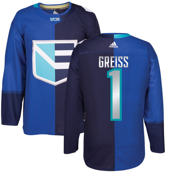 Men's Europe Hockey #1 Thomas GREISS adidas Royal World Cup of Hockey 2016 Premier Player Jersey