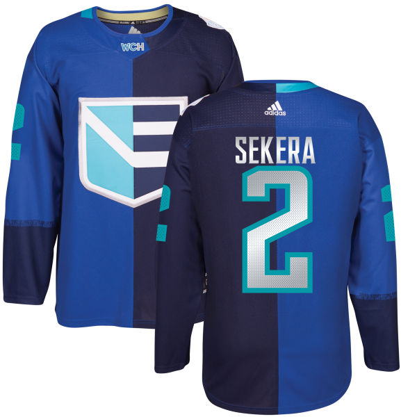 Men's Europe Hockey #2 Andrej SEKERA adidas Royal World Cup of Hockey 2016 Premier Player Jersey