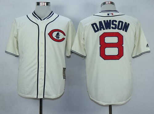 Men's Chicago Cubs Retired Player #8 Andre Dawson Cream 1929 Majestic Cooperstown Collection Throwback Jersey