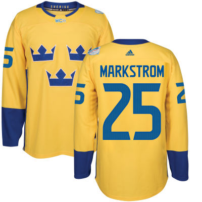 Men's Team Sweden #25 Jacob Markstrom Adidas Yellow World Cup of Hockey 2016 Premier Player Jersey