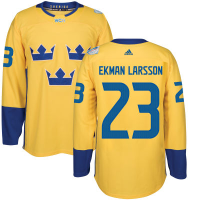 Men's Team Sweden #23 Oliver Ekman-Larsson Adidas Yellow World Cup of Hockey 2016 Premier Player Jersey