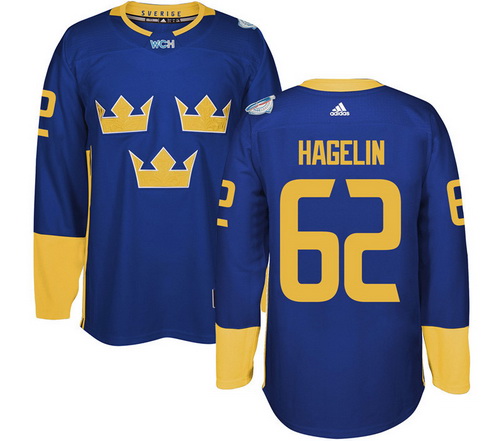 Men's Team Sweden #62 Carl Hagelin Adidas Blue 2016 World Cup of Hockey Jersey