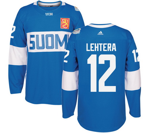Men's Team Finland #12 Jori Lehtera Adidas Blue 2016 World Cup Of Hockey Stitched WCH Game Jersey