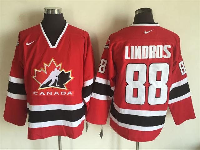 Men's 2002 Team Canada #88 Eric Lindros Red Nike Olympic Throwback Stitched Hockey Jersey