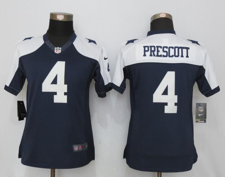 Women's Dallas Cowboys #4 Dak Prescott Navy Blue Thanksgiving Alternate Stitched NFL Nike Limited Jersey