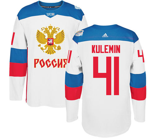 Men's Team Russia #41 Nikolay Kulemin Adidas White 2016 World Cup Of Hockey WCH Game Jersey