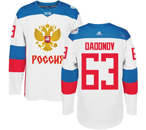 Men's Team Russia #63 Evgenii Dadonov Adidas White 2016 World Cup Of Hockey WCH Game Jersey