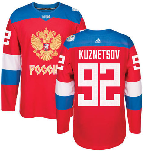 Men's Team Russia #92 Evgeny Kuznetsov Adidas Red 2016 World Cup Of Hockey Jersey  