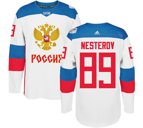 Men's Team Russia #89 Nikita Nesterov Adidas White 2016 World Cup Of Hockey WCH Game Jersey
