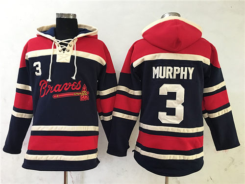 Men's Atlanta Braves Retired Player #3 Dale Murphy Navy Blue Baseball Hoodie