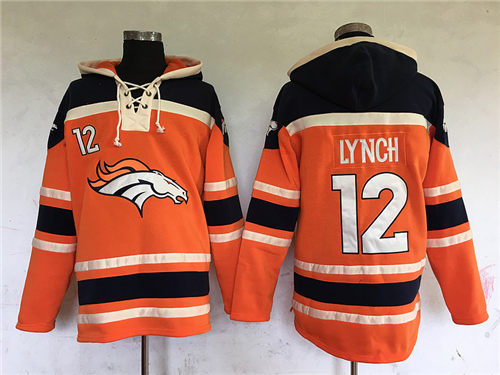 Men's Denver Broncos #12 Paxton Lynch Orange Stitched NFL Hoodie