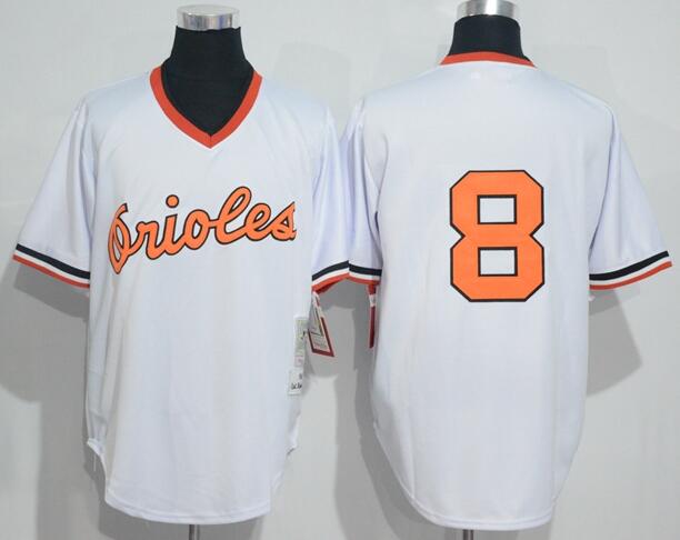 Men's Baltimore Orioles #8 Cal Ripken White Pullover Throwback Jersey By Mitchell & Ness