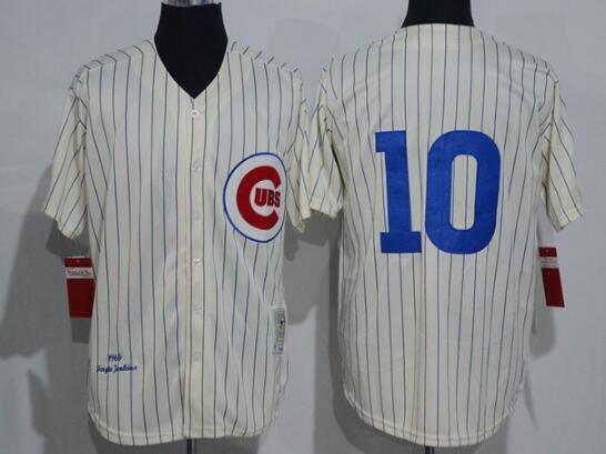 Men's Chicago Cubs #10 Ron Santo 1969 Cream Stitched MLB Throwback Jersey By Mitchell & Ness
