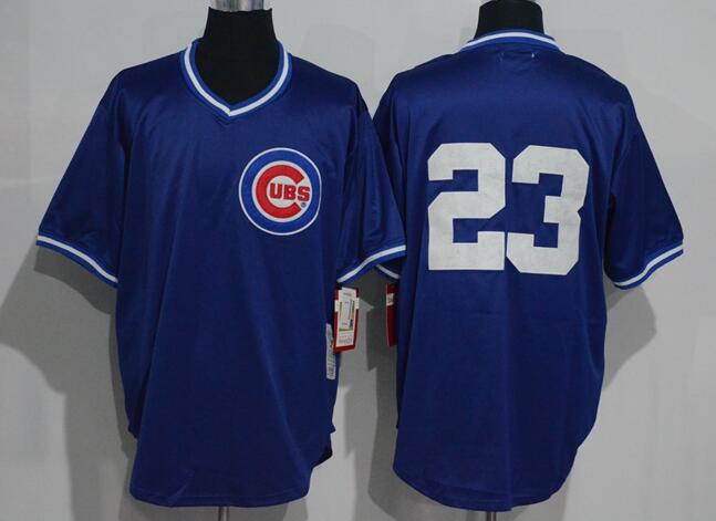 Men's Chicago Cubs #23 Ryne Sandberg Blue Pullover Throwback Jersey By Mitchell & Ness -No Name 