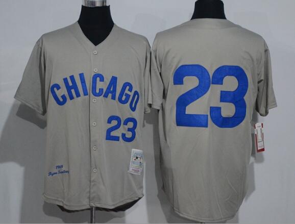 Men's Chicago Cubs #23 Ryne Sandberg 1969 Gray Stitched MLB Throwback Jersey By Mitchell & Ness
