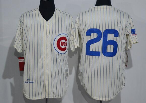 Men's Chicago Cubs #26 Billy Williams 1969 Cream Stitched MLB Throwback Jersey By Mitchell & Ness