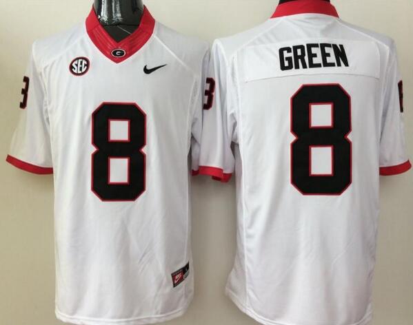 Men's Georgia Bulldogs #8 A. J. Green White Stitched NCAA Nike Limited College Football Jersey