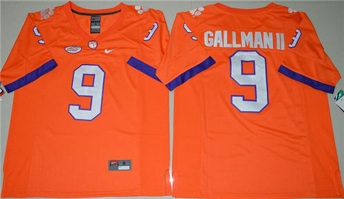 Men's Clemson Tigers #9 Wayne Gallman II Orange Stitched NCAA Nike 2016 College Football Jersey