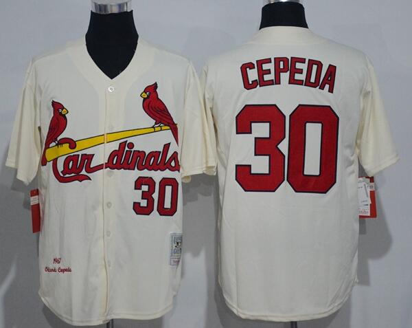 Men's St. Louis Cardinals #30 Orlando Cepeda Cream 1967 MLB Cooperstown Collection Jersey by Mitchell & Ness