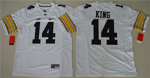 Men's Iowa Hawkeyes #14 Desmond King Nike White Big 10 Limited College Football Jersey S-3XL