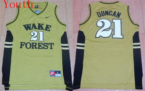 Youth West Forsyth University #21 Tim Duncan Gold Nike Kid's College Basketball Jersey