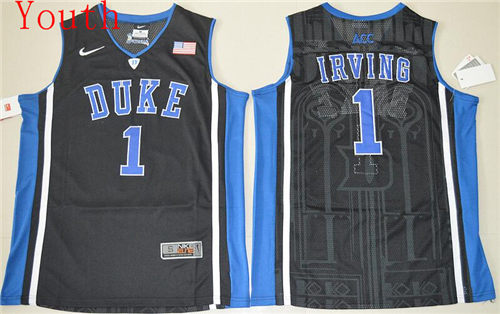 Youth Duke Blue Devils #1 Kyrie Irving V Neck Black College Basketball Elite Jersey