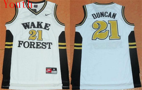 Youth West Forsyth University #21 Tim Duncan White Nike Kid's College Basketball Jersey