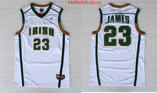 Youth St. Vincent-St. Mary High School #23 Lebron James Nike White Fighting Irish Basketball Jersey