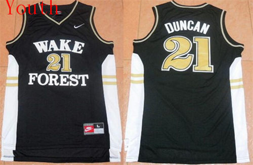 Youth West Forsyth University #21 Tim Duncan Black Nike Kid's College Basketball  Jersey