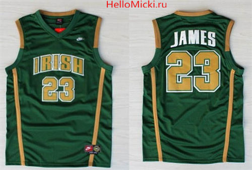 Youth St. Vincent-St. Mary High School #23 Lebron James Nike Green Fighting Irish Basketball Jersey