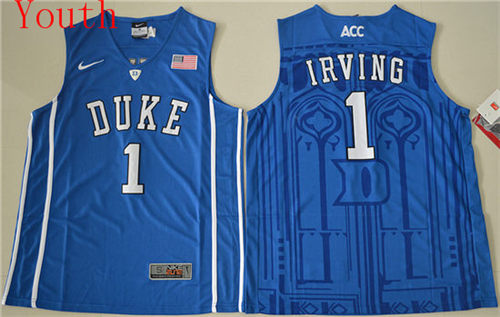 Youth Duke Blue Devils #1 Kyrie Irving V Neck Blue College Basketball Elite Jersey