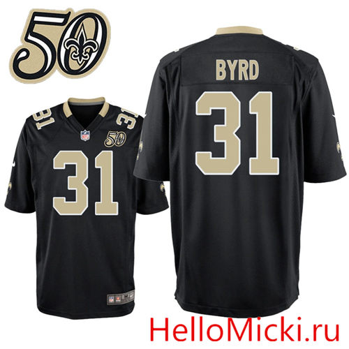 Mens New Orleans Saints #31 Jairus Byrd Nike Black 1967-2016 50Th Patch 50th Anniversary Elite Jersey