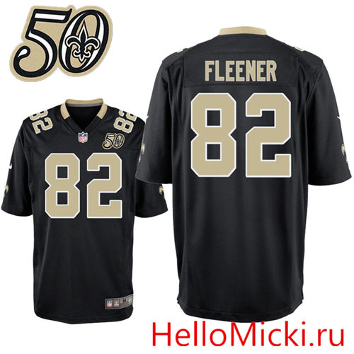 Mens New Orleans Saints #82 Coby Fleener Nike Black 1967-2016 50Th Patch Anniversary Elite Jersey