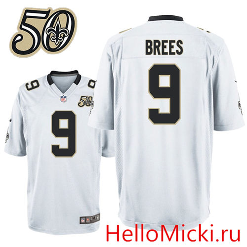 Mens New Orleans Saints #9 Drew Brees Nike Black 1967-2016 50Th Patch 50th Anniversary Elite Jersey