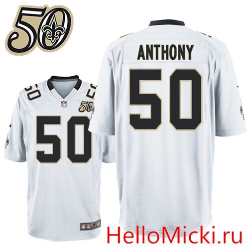 Mens New Orleans Saints #50 Stephone Anthony Nike White 1967-2016 50Th Patch Anniversary Elite Jersey