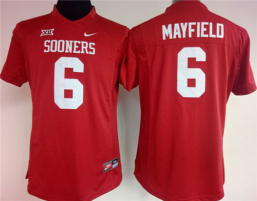 Womens's Oklahoma Sooners #6 Baker Mayfield Red Nike Limited College Football  Jersey