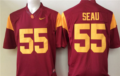 Men's USC Trojans #55 Junior Seau Red Vintage College Football Nike Stitched NCAA Jersey