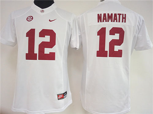 Women's Alabama Crimson Tide #12 Joe Namath White Limited Stitched College Football Nike NCAA Jersey