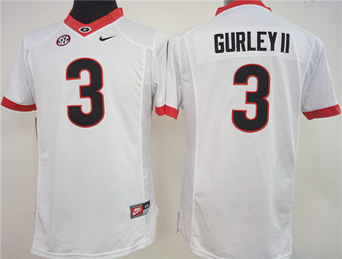 Women's Georgia Bulldogs #3 Todd Gurley White Nike College Football Jersey