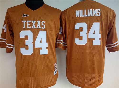 Women's NCAA Texas Longhorns #34 Ricky Williams Orange Throwback College Football Jersey