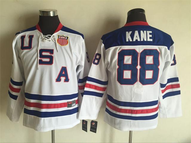Men's #88 Patrick Kane Nike 2010 Olympics Team USA White Hockey Jersey
