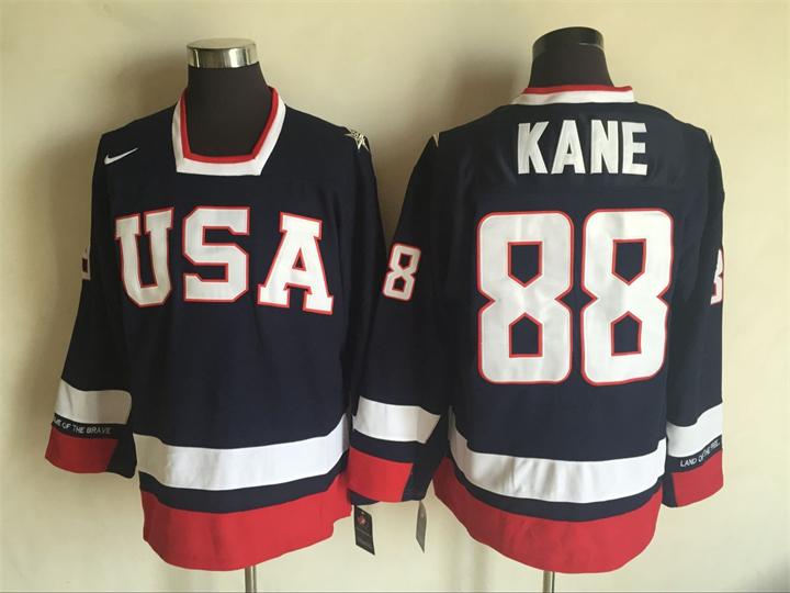 Men's #88 Patrick Kane Nike 2010 Olympics Team USA Navy BLue Hockey Jersey