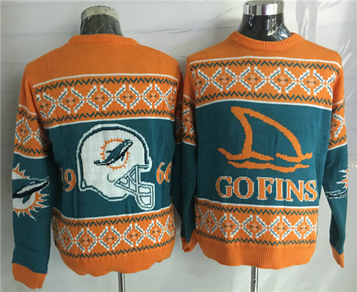 Men's Miami Dolphins Crew Neck Football Ugly Sweater