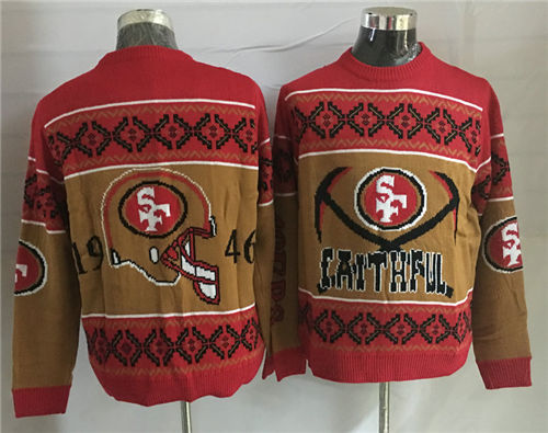 Mens San Francisco 49ers Red Crew Football Ugly Sweater